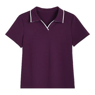 翻领正肩短袖t恤女夏季气质减龄