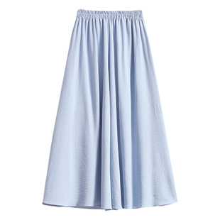 200斤飘逸裙裤蓝色山本裤女春夏百搭大码高腰显瘦垂感休闲阔腿裤