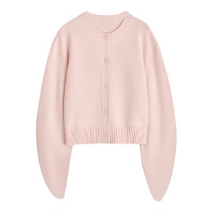 CS女装 标准版型美利奴羊毛开衫粉色2025秋季新品1294776003