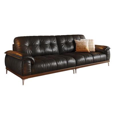 帕沙曼真皮沙发云朵实木中古风