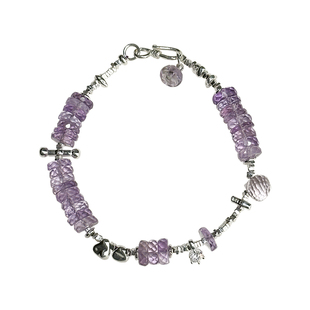 方糖家 原创天然玻利维亚原矿紫水晶海西切纯银碎银子手链女款