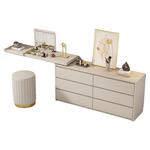 梳妆台斗柜书桌一体可伸缩翻盖折叠隐藏式化妆镜多功能简约床尾柜