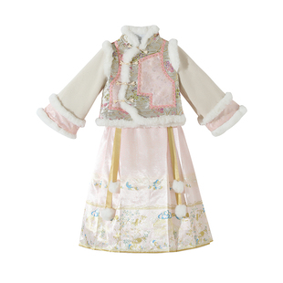 格格服女童汉服冬季2025新款古装儿童喜庆过年服冬装马面裙拜年服