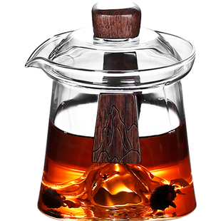 不烫手玻璃手抓壶盖碗茶杯单个一人用高档防烫茶碗带盖功夫茶具