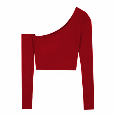 美式辣妹性感露肩T恤女短款长袖