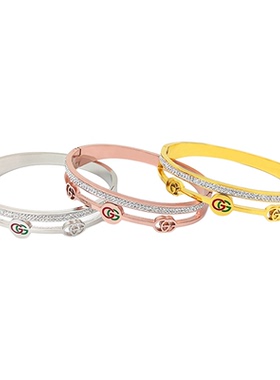 玫瑰金钛钢满天星镶钻手镯女款