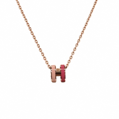 拼色新款H字母项链女mini高级感