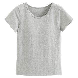 免穿文胸一体式短袖T恤带胸垫女棉外穿内搭修身内衣瑜伽半袖上衣