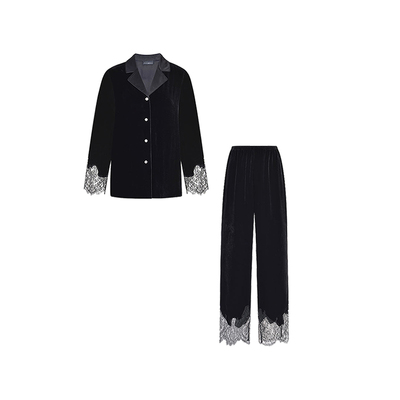 蕾丝家居服睡衣套装黑色