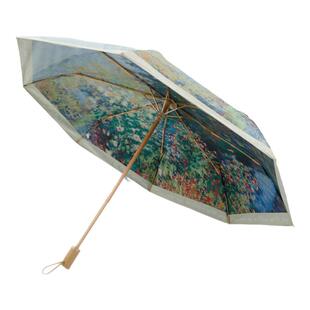 双层黑胶油画三折太阳伞遮阳防晒防紫外线折叠手动雨伞女晴雨两用