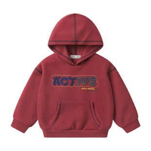 右欧男女童连帽卫衣字母时髦洋气春秋季新款童装酷帅街头儿童上衣