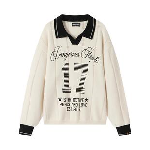 Dangerouspeople薛之谦dsp字母针织竖条纹Polo衫运动风百搭潮毛衣