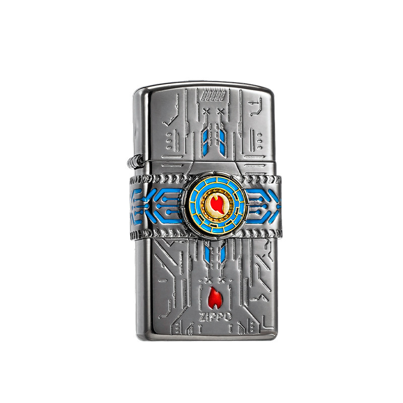 zippo打火机黑冰贴章填漆正品