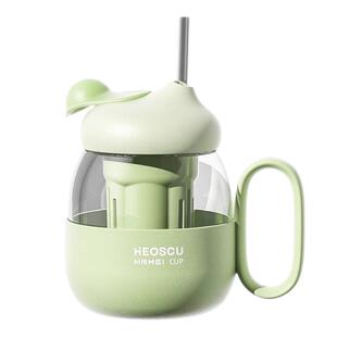 玻璃水杯女2026新款高颜值办公室茶水分离泡茶杯大容量吸管大肚杯