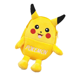 神奇宝贝毛绒卡通斜挎包包可爱女学生手机包单肩精灵宝可梦皮卡丘