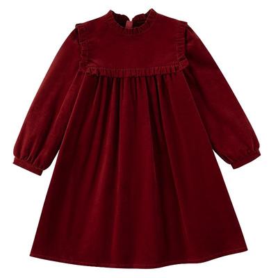 哈齿新年红色丝绒连衣裙