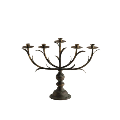 五头仿古铁艺蜡烛台摆件