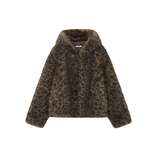 【线下同款】物理少年「狂想曲」动物纹连帽毛绒柔软复古小熊外套
