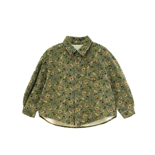 砚台家女童衬衫森系复古2026春秋季新款儿童满印洋气长袖衬衣外套