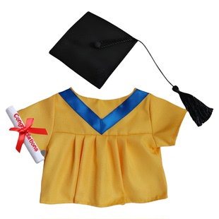 幼稚园毕业公仔袍香港娃衣套装娃娃紫色学士服公仔换装袍衫博士帽