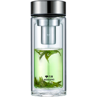 万象双层玻璃杯男女家用泡茶水杯便携加厚隔热商务车载杯子V148SL