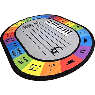 音乐音符教学毯五线谱大谱表高低音符键盘地毯防滑无味水洗椭圆形