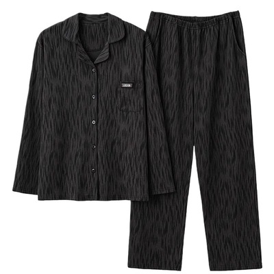 帕兰朵情侣纯棉秋冬季睡衣加大码