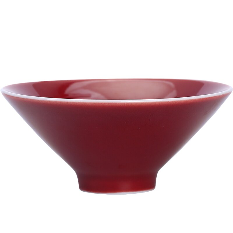 霁红主人杯陶瓷红釉茶杯斗笠杯