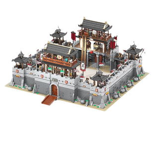 三国城池主城角楼攻城古代城楼拼装积木建筑街景摆件装饰儿童玩具