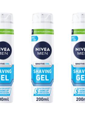 欧洲直邮Nivea妮维雅男士剃须凝胶泡沫洋甘菊凉感200ml*3瓶正品