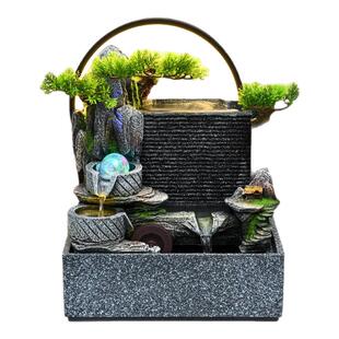 假山流水生财摆件循环水景办公室客厅玄关风水轮桌面摆件开业乔迁