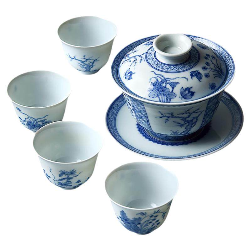 青花四季花高端功夫茶具套装