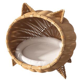 猫窝四季通用夏季凉窝藤编猫咪睡窝保暖藤编半封闭透气睡窝