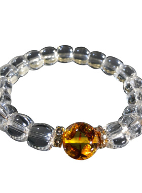 情侣白水晶中国风花珀手链老型珠