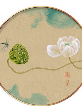 新中式般若波罗蜜心经字画禅意荷花客厅书房装饰画定制打印自粘画