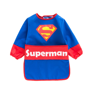 儿童加长罩衣长袖防水秋冬宝宝吃饭围兜男童反穿衣女孩画画衣美术