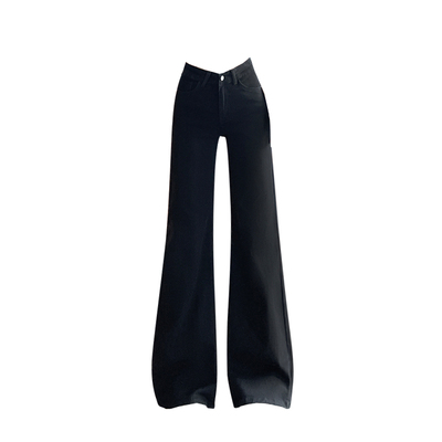 黑色弹力微喇牛仔裤女阔腿喇叭裤