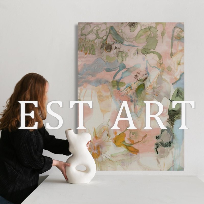 Est Art 手绘油画玄关高级感《芷匠》彩色肌理客厅装饰画大幅挂画