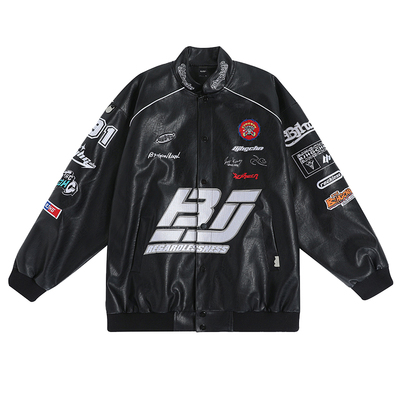 BJHG重工美式PU皮衣外套男