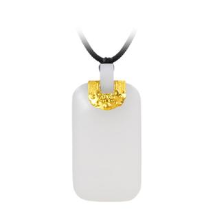 和合玉器和田玉羊脂白玉足金金镶玉晟安宁牌平安无事牌挂件吊坠