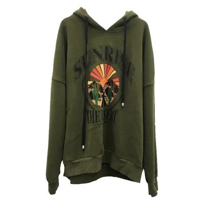 TY1980连帽宽松印花加绒卫衣女