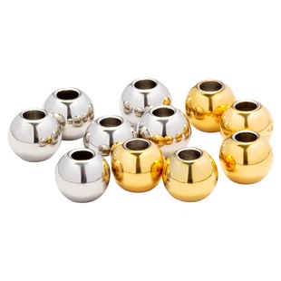 钛钢圆珠18K金色散珠diy项链手链通孔珠串珠时尚隔珠饰品手工配件