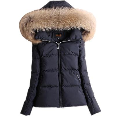 大毛领短款羽绒服特价收腰显瘦90