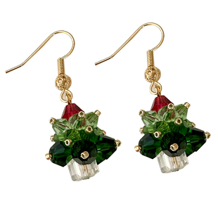 么么鱼手工diy串珠饰品秋冬ins编织水晶圣诞树耳环耳坠材料包配件