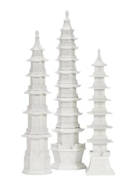 远山白塔登高处诗意中式摆件