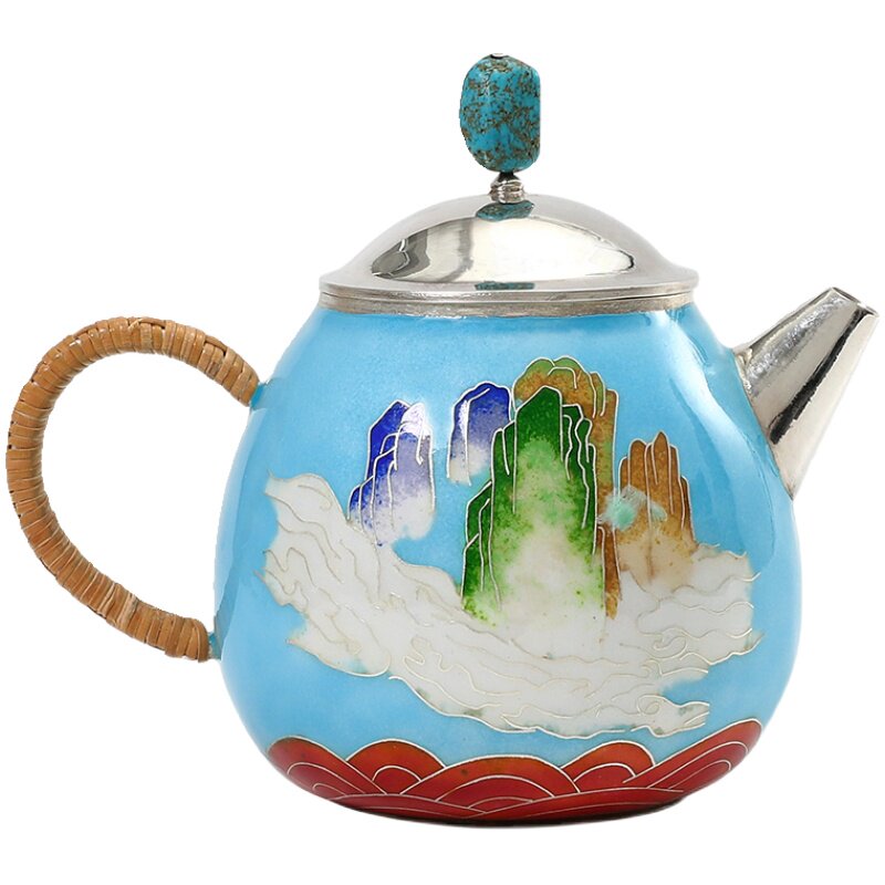 纯银泡茶壶恋物志银七宝烧景泰蓝