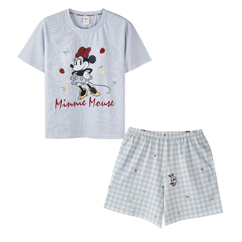 Disney/迪士尼夏季新款女短袖短裤带胸垫卡通动漫大码家居服0395