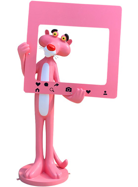 卡通粉红豹雕塑顽皮豹户外摆件