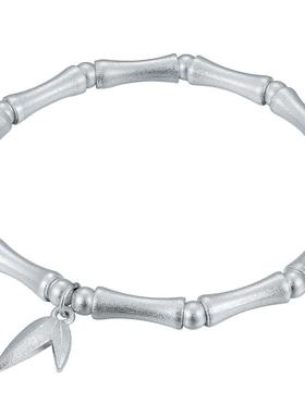 六桂福珠宝银饰古法竹节足银手镯