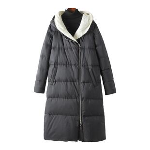【断码】新款宽松大码加厚中年保暖90白鹅绒中长款羽绒服